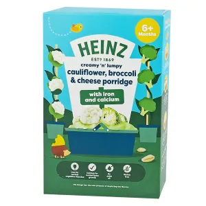 Heinz Creamy 'n' Lumpy Cauliflower, Broccoli & Cheese Porridge with Iron & Calcium 200g (6M+)